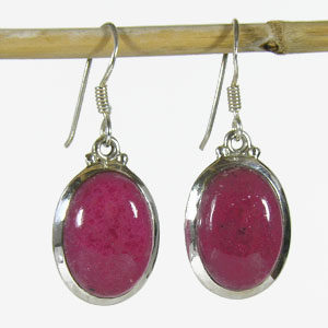 Boucles d'oreille argent 925 et pierre rose Rhodonite