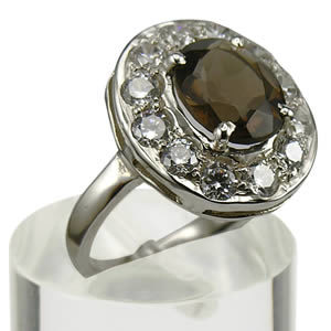 Bague Quartz fumé et Cristal